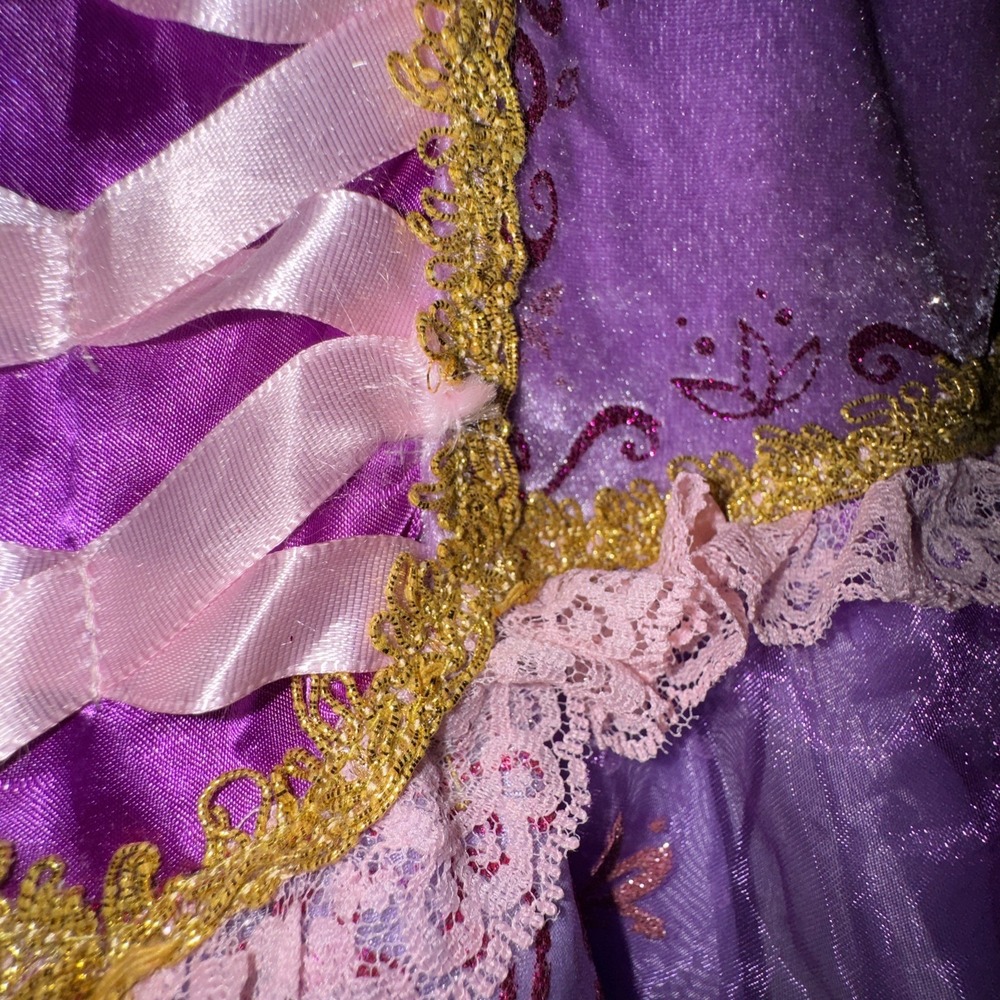 Spirit Disney Rupunzel Costume Dress Renaissance Fair Glitter Girls S 5T/6T Flaw - Picture 16 of 16